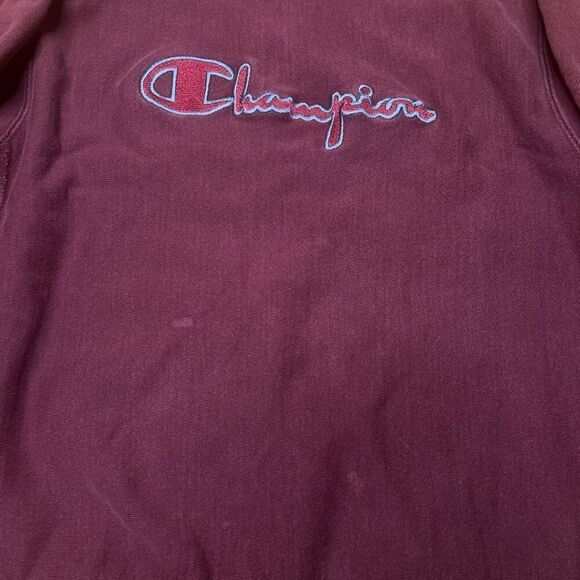 Vintage VTG 90s Champion Reverse Weave Burgundy Sweatshirt Large Made In USA - Picture 3 of 6